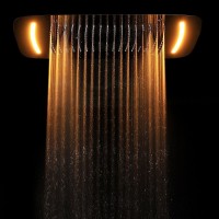 Newest 680*430mm multi function 304 sus bathroom recessed shower ceiling led electric rainfall,waterfall,mist shower head