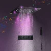 Multi function bluetooth control showerhead 304 bathroom recessed ceiling led electric rainfall / waterfall / mist shower head